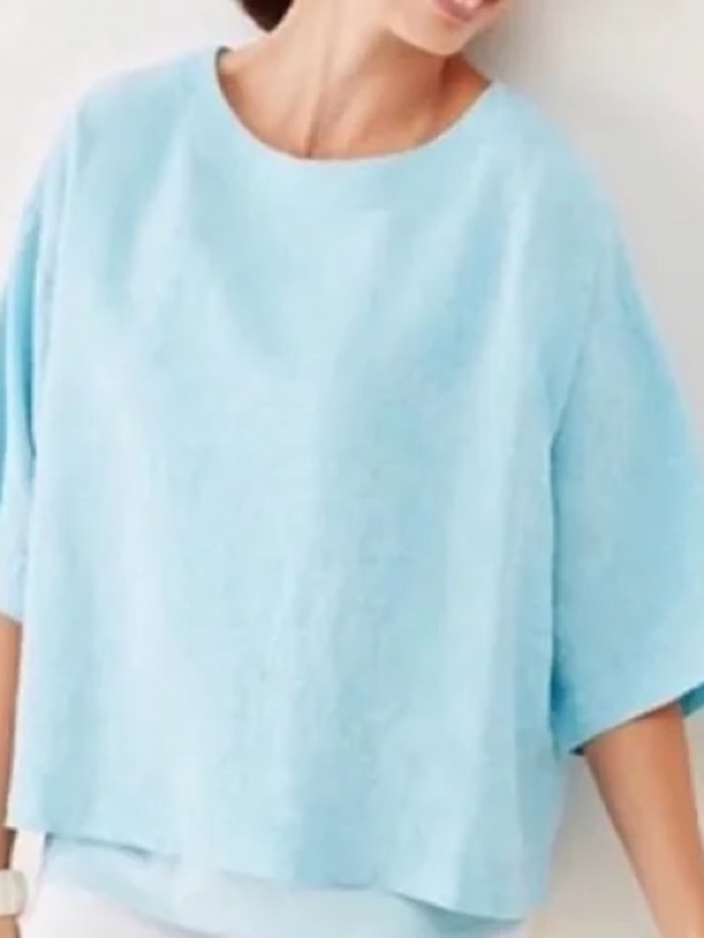 J.Jill Pure Jill linen top features a front pocket and a curved hem size PM